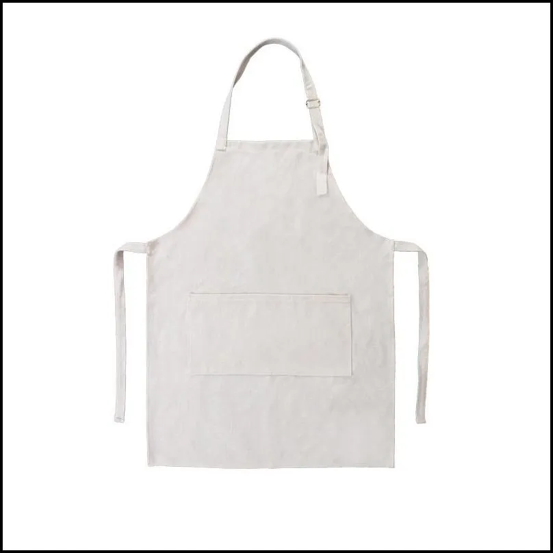 home sublimation apron blank with an adjustable neck cotton linen white cooking kitchen aprons restaurant home crafting