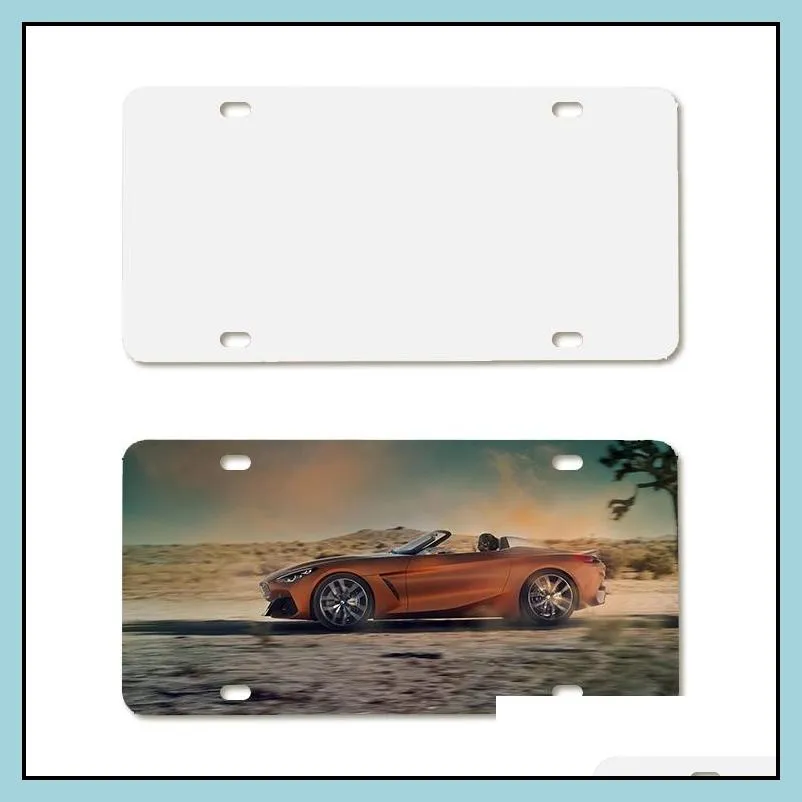 white sublimation license plate decor blanks metal aluminum automotive plates heat thermal transfer sheet diy picture tag board 3