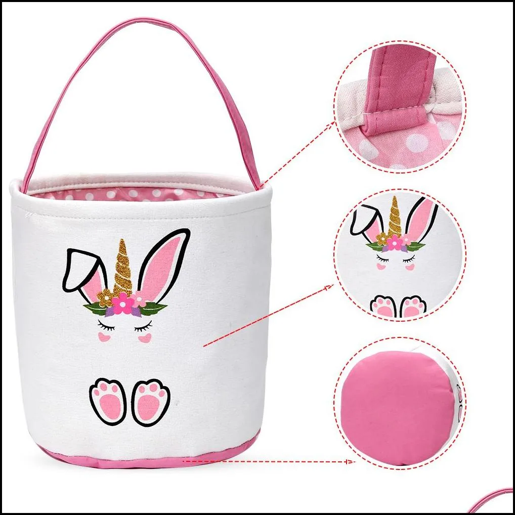 personalized easter baskets festive canvas crooked ears rabbit bucket cute bunny face tote bag easters eggs hunting baskets