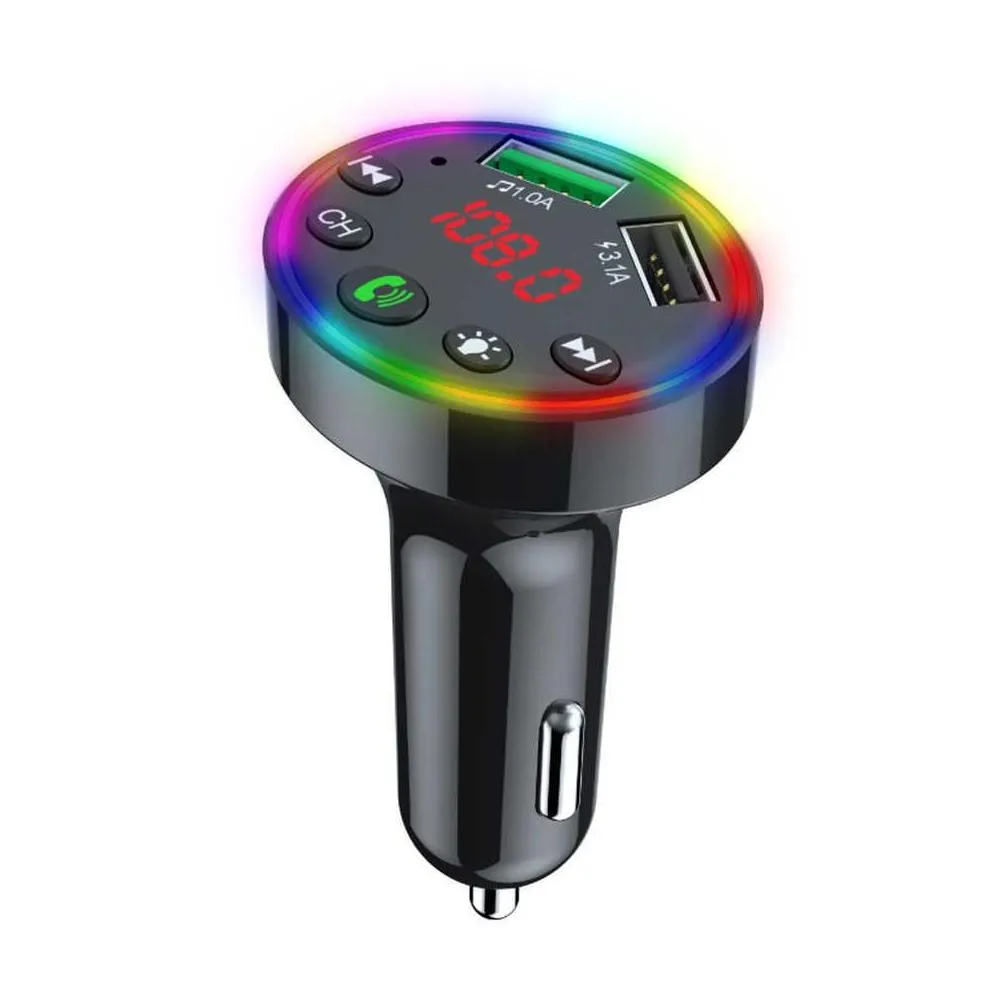 car bluetooth fm transmitter 7 colors led backlit car radio mp3 music player atmosphere light audio receiver usb charger2023950