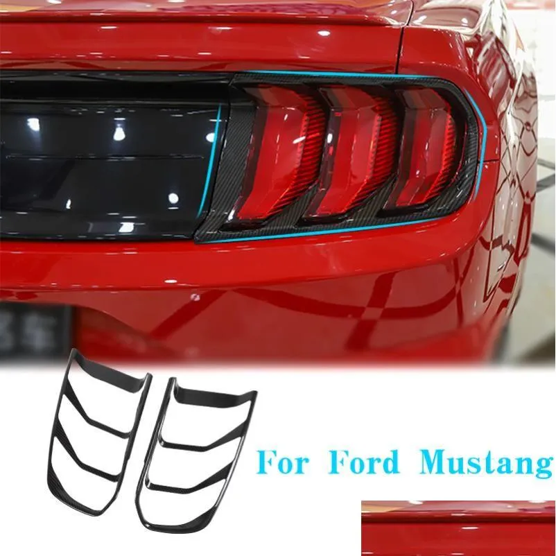 2pcs carbon fiber abs rear bumper tail light lamp cover for ford mustang 18 exterior accessories6990768
