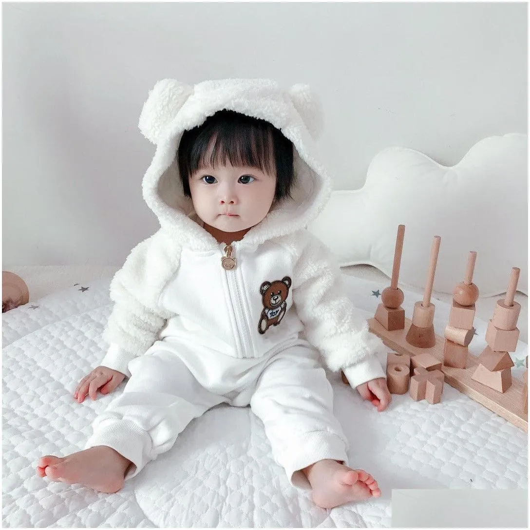  autumn born rompers baby boys girls fleece jumpsuit toddler girls winter white clothes5609202