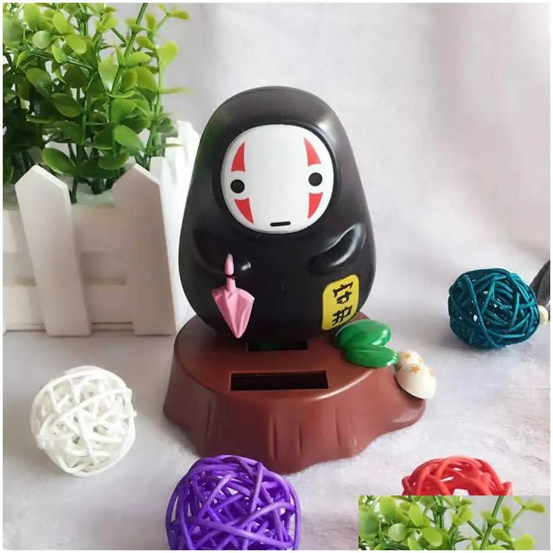 interior decorations car hanging ornaments no face man shaking head toy solar power cute figures office home auto accessories t221215