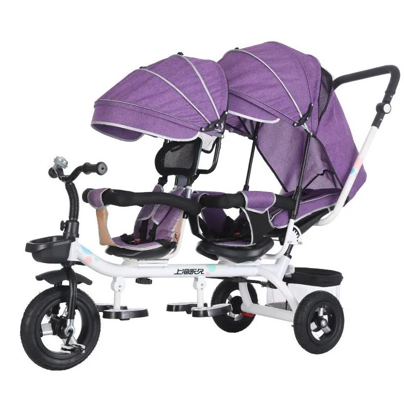 multifunction baby twin trolley three wheel stroller double tricycle trolley rotating swivel seat pushchair buggies7663380