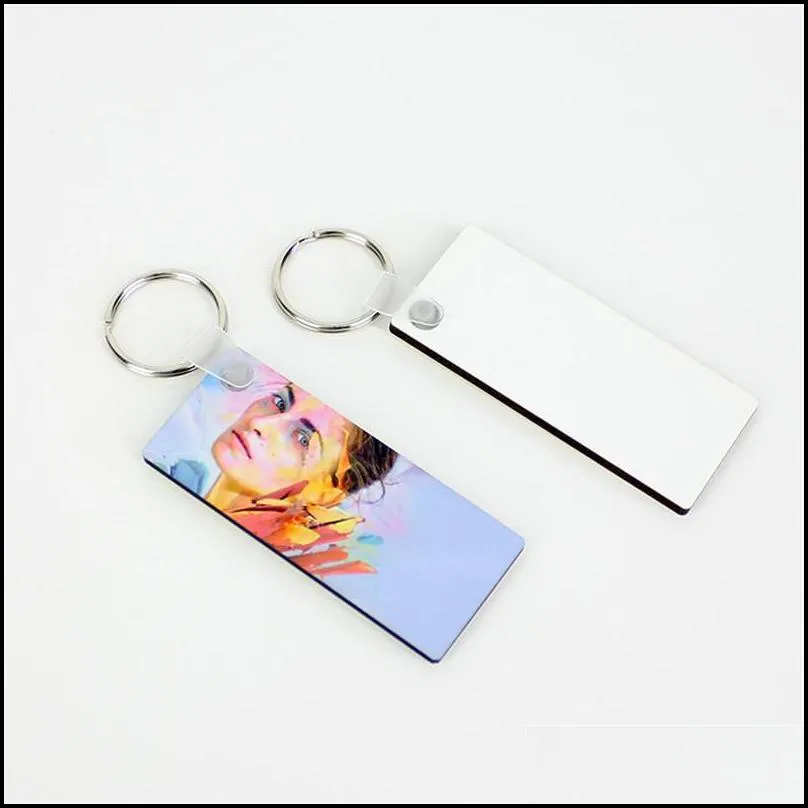 sublimation diy keychain party square blank key ring heat transfer wooden keys pendant wedding gifts for guest