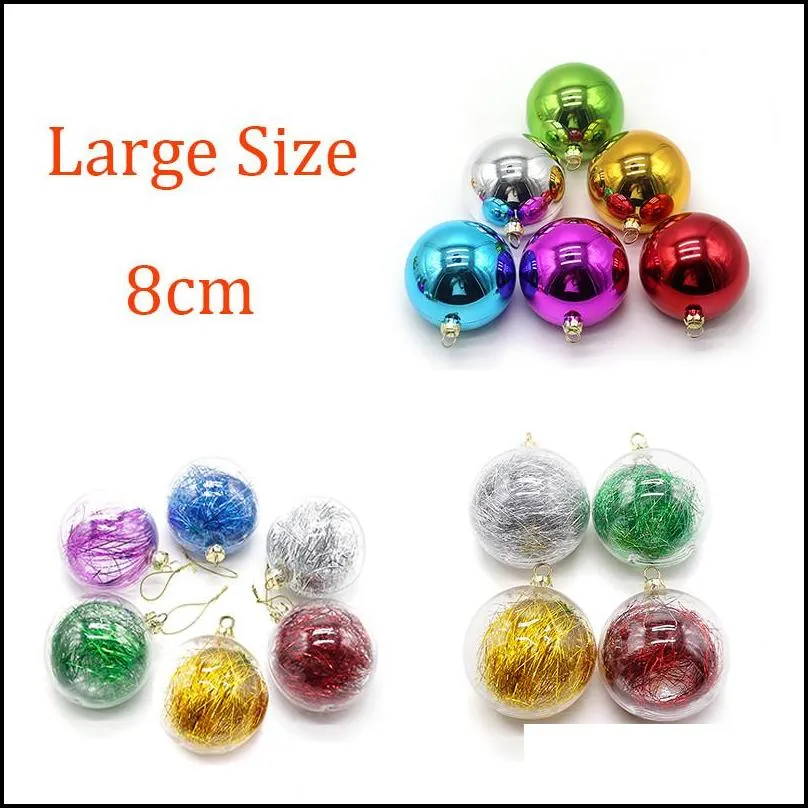 8cm sublimation blank large hanging ball christmas transparent plastic balls diy photo xmas tree decorative festival plaything