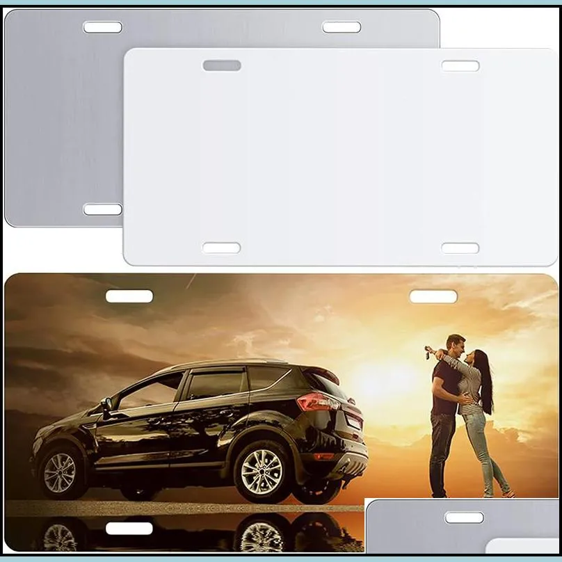 white sublimation license plate decor blanks metal aluminum automotive plates heat thermal transfer sheet diy picture tag board 3