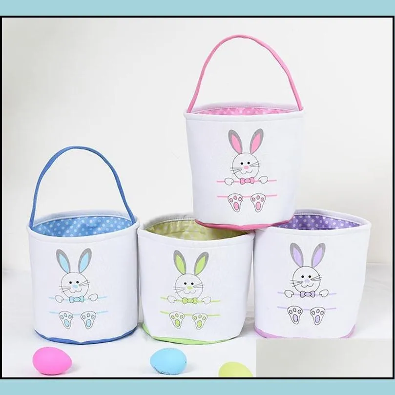 personalized easter baskets festive canvas crooked ears rabbit bucket cute bunny face tote bag easters eggs hunting baskets