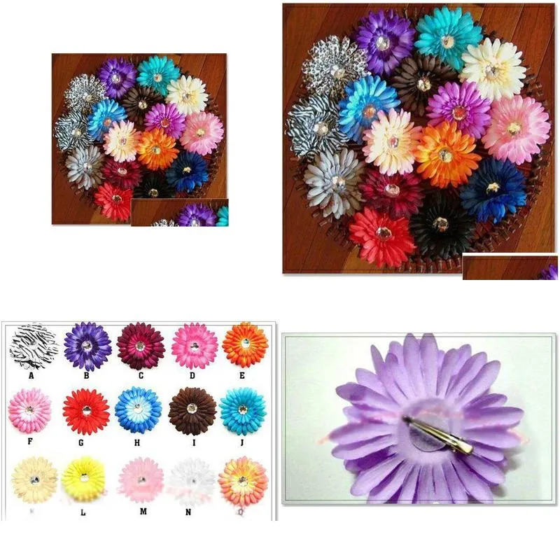 gerbera daisy flower with clips baby hair bows alligator grip girls accessories barrettes6220725