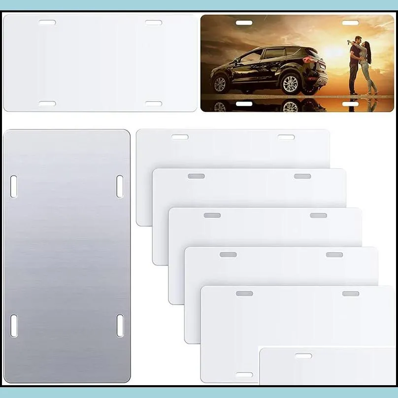 white sublimation license plate decor blanks metal aluminum automotive plates heat thermal transfer sheet diy picture tag board 3