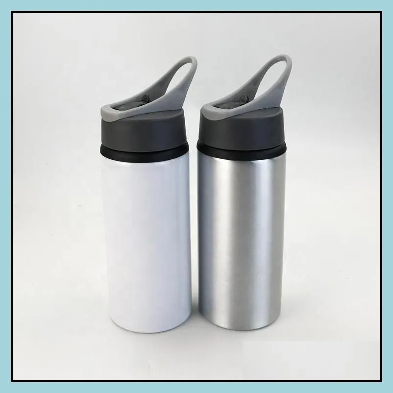 portable diy photo water bottle 600ml aluminum olecranon handle sublimation straight tumbler climbing travel sport kettle