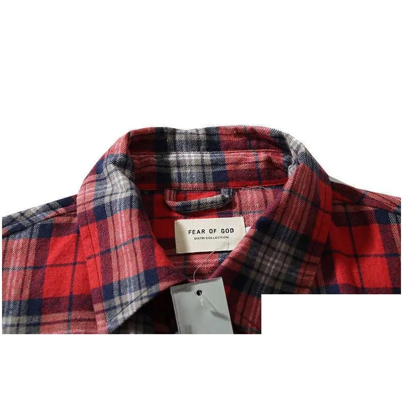 shirts essen fog main line jerry american high street plaid flannel polo collar long sleeve shirt mens womens