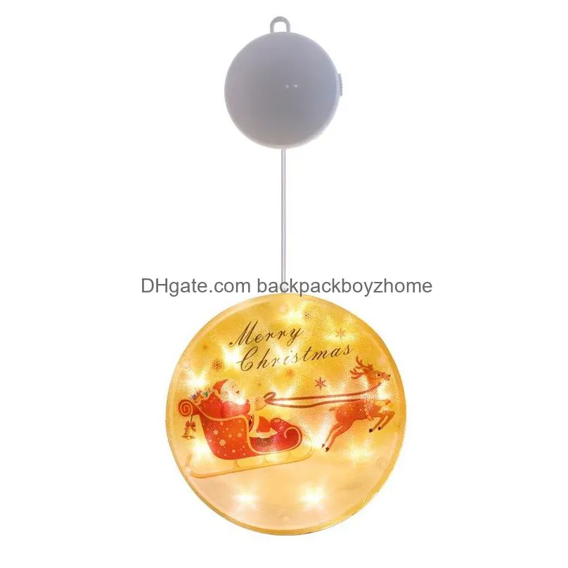 xmas led hanging light merry christmas tree window hanging lighted pendant color printing round shape curtain lights