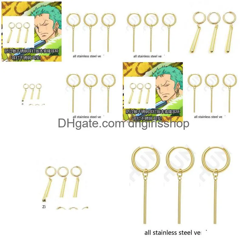 Roronoa Zoro Dangle Chandelier Earrings Stainless Steel Hook Alloy