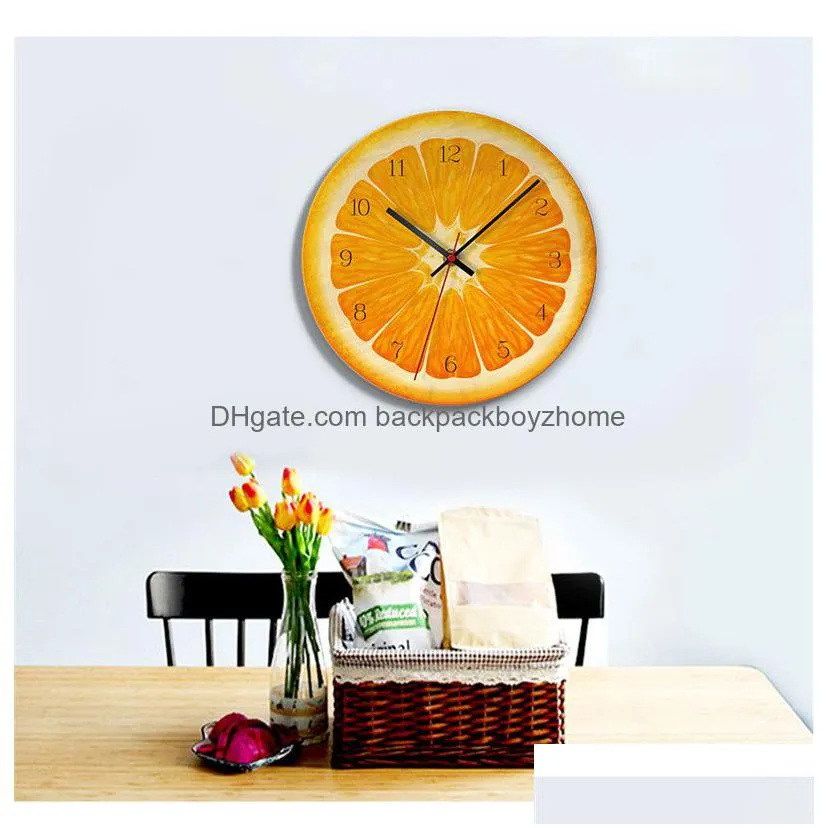 fruit wall clock orange lemon fruits lime pomelo modern kitchen clock watch home decor tropical fruit wall art timepiece