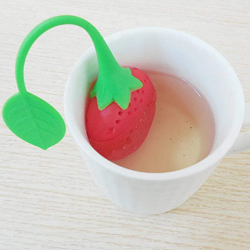 Silicone Tea Strainers Lovely Strawberry Shape Teas Infuser Home Coffee Vanilla Spice Filter Diffuser