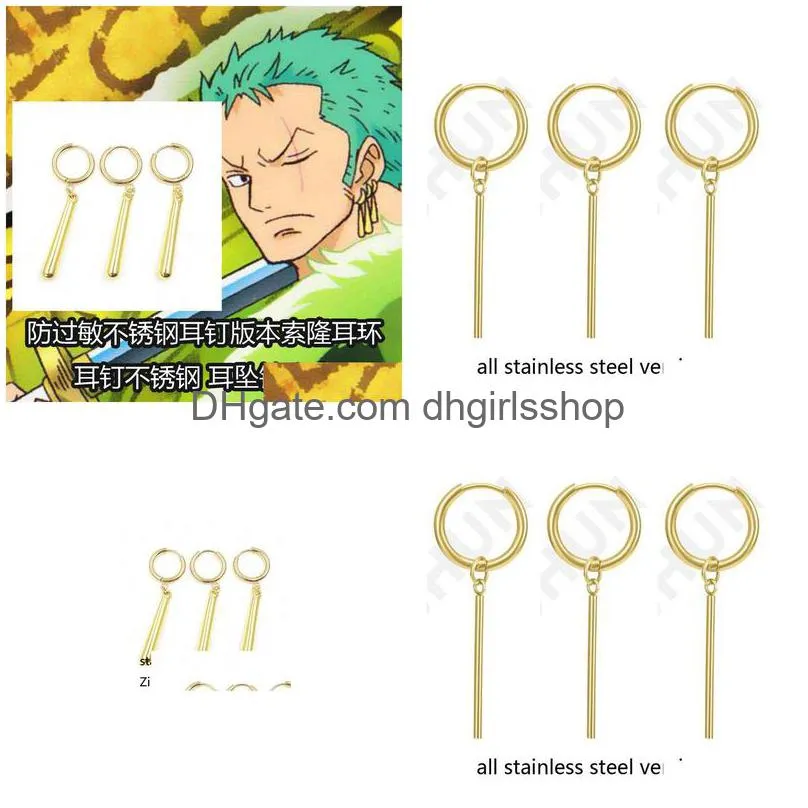 Roronoa Zoro Dangle Chandelier Earrings Stainless Steel Hook Alloy