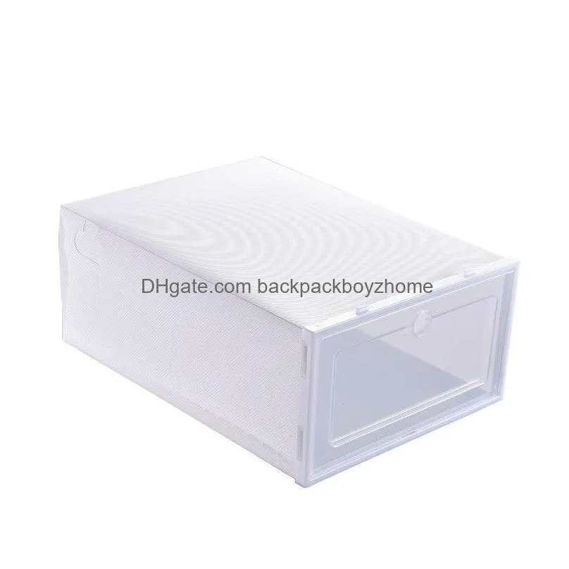 foldable clear plastic shoe box thicken dustproof shoe drawer storage box candy color stackable shoe organizer