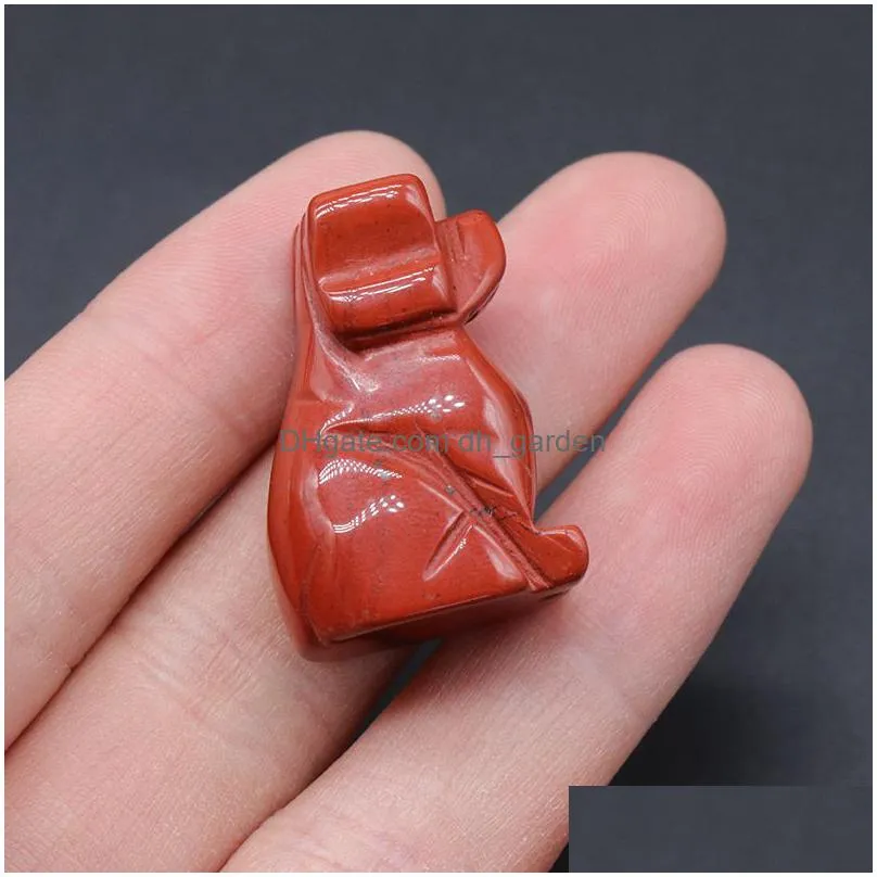 1 inch little puppy carved stone rose quartz dog carving crystal healing decoration animal ornaments microlandschaft crafts
