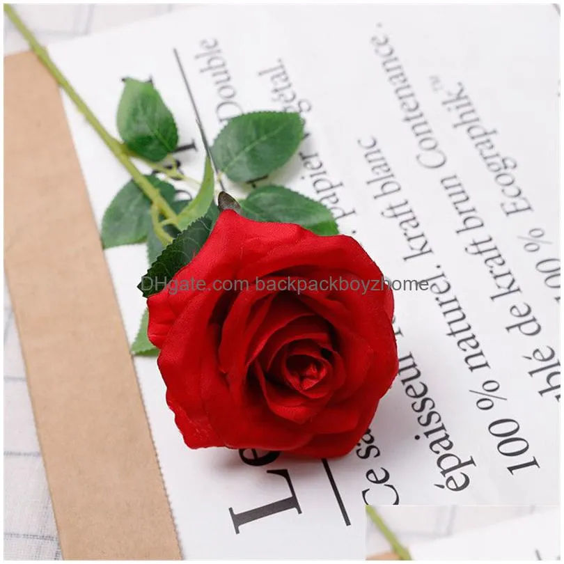 simulation single rose silk fabric valentine day rose flower girl friend rose gift wedding bride holding flower home hecor