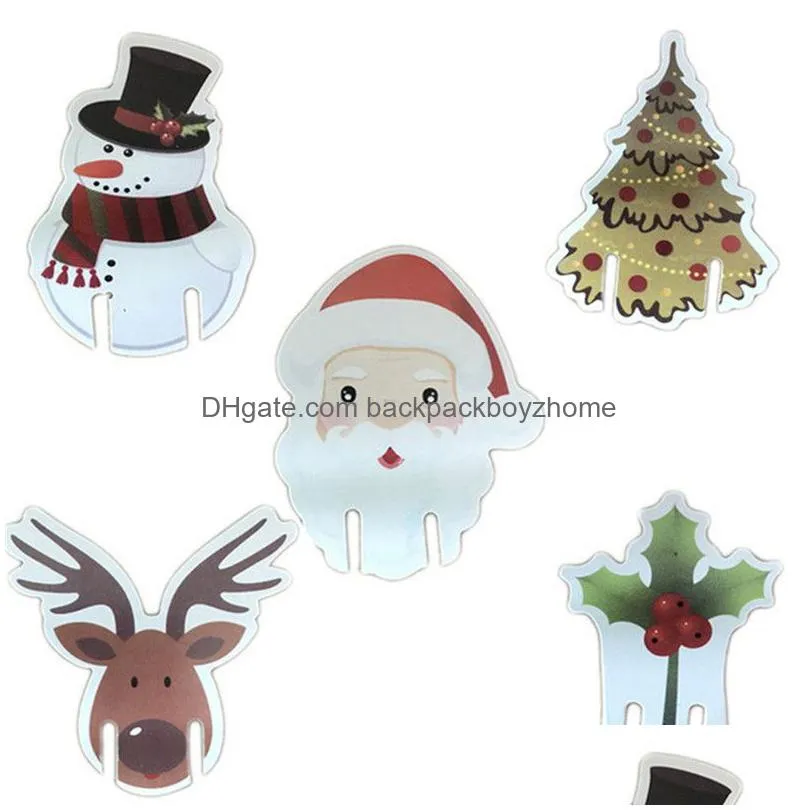 christmas wine cup tag 10pcs/lot champagne wine glass mug marker cartoon design xmas party bottle tag