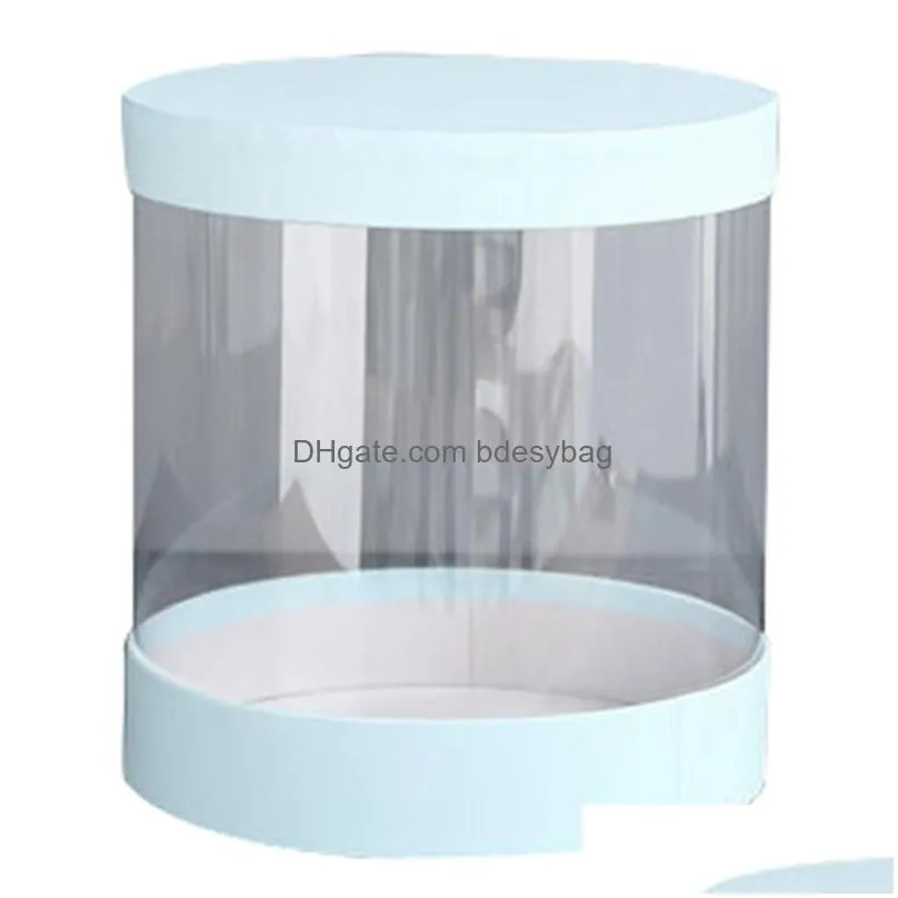 gift wrap round flower paper boxes flowers bucket transparent pvc cake box ladies presents packing case lid party