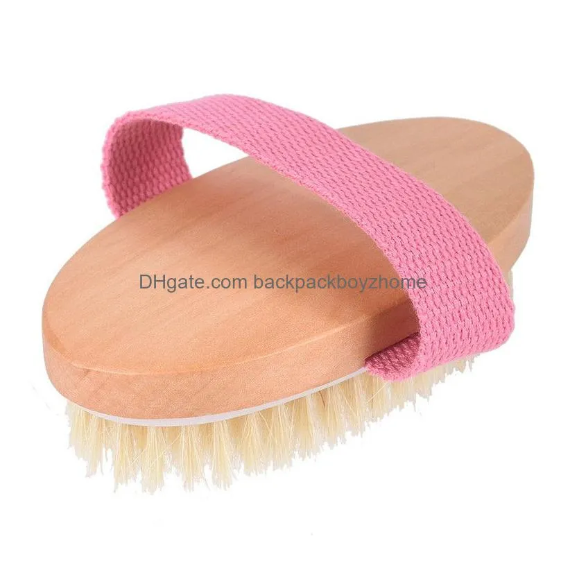 soft natural bristle bath brush dry skin body wooden bath shower bristle brush spa body brush for skin body massager