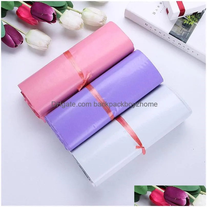 100pcs/lot plastic mailer 17x30cm pink purple white envelopes bags selfseal adhesive parcel shipping package bag