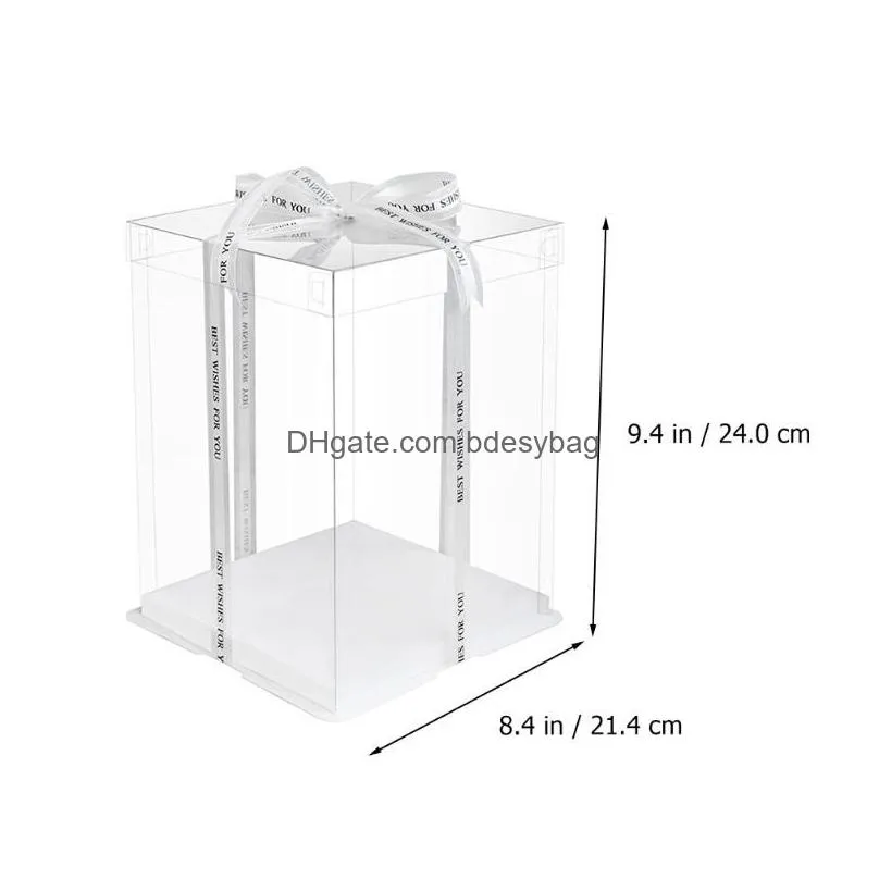 gift wrap 2pc clear cake box carrier wedding birthday party packing boxes h5