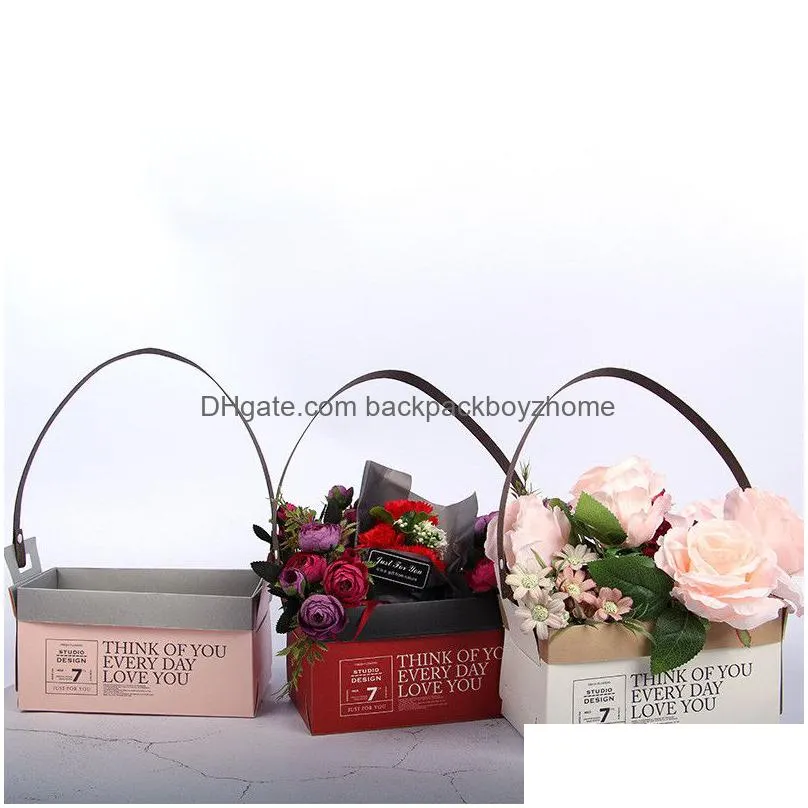 kraft paper florist bag folded flower tote box waterproof bouquet florist gift bags wedding valentines day flower box