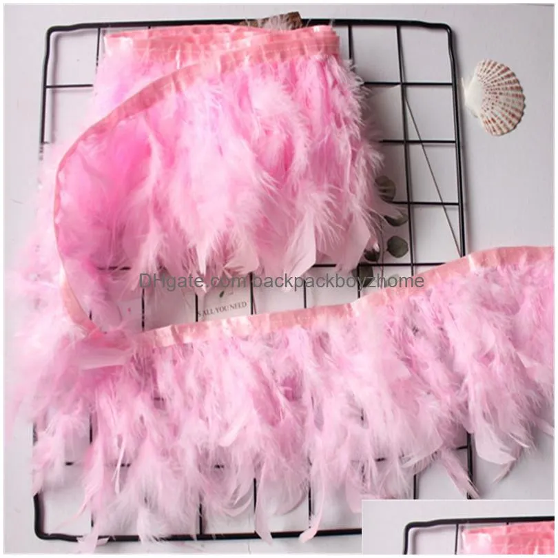 1m turkey feather costume trimming soft fluffy dyed colorful turkey feather ribbon lace party costume decoration