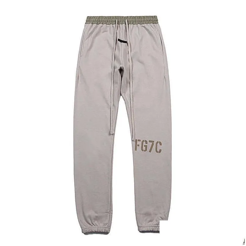  pants fashion brand fears of god main line season 7 fog high street drawstring leggings mens womens terry casual pants
