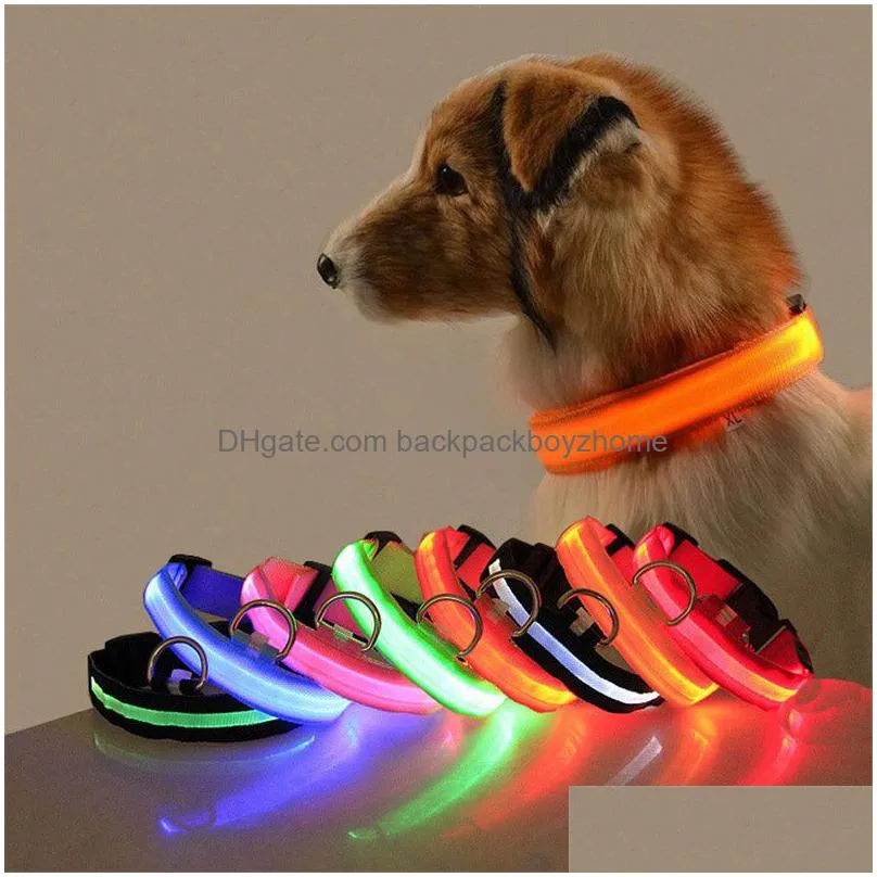 led nylon pet dog collar recharge led light flashing glow in the dark antilost/ car accident avoid collar sxl
