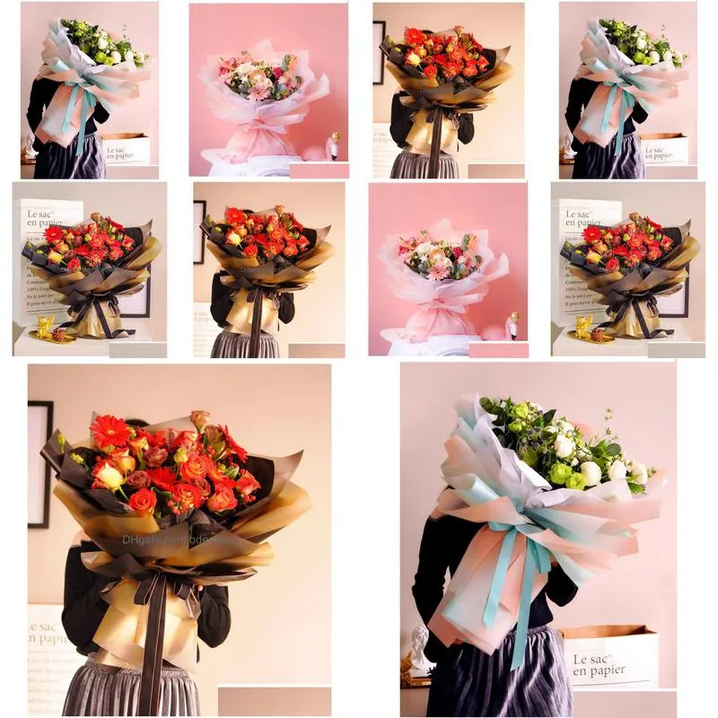 gift wrap 40pcs nosa paper aurora waterproof thickened flower bouquet wrapping florist packaging materials