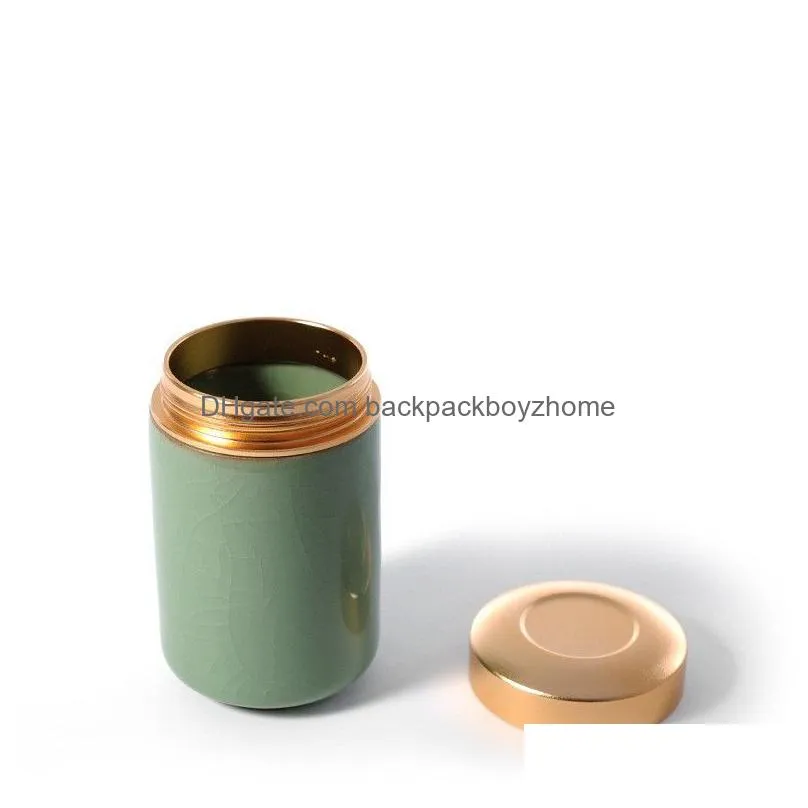 small ceramic tea caddy tea leaves container kung fu tea case coffee outdoor convenient storage jars