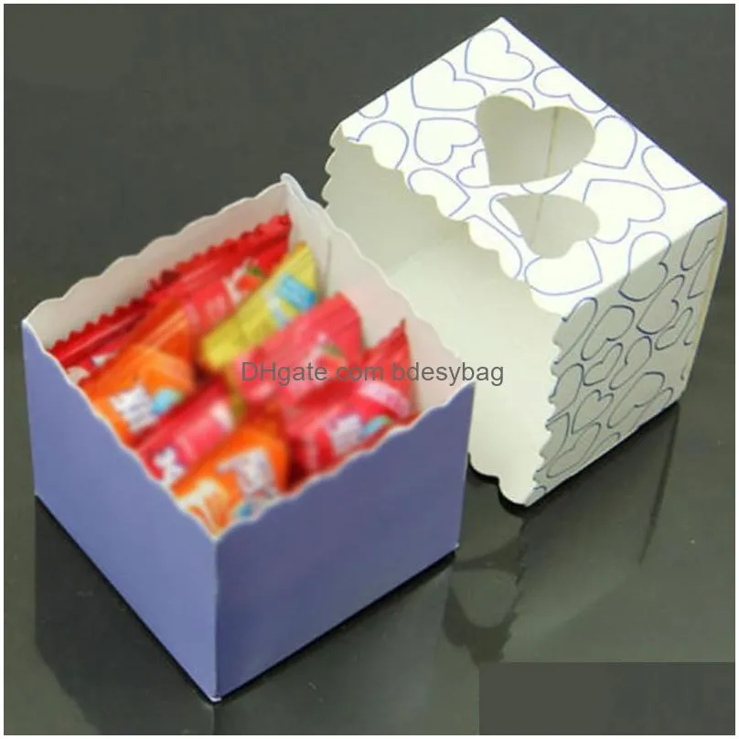 gift wrap 10/50/100pcs love heart candy boxes chocolate bag wedding favor birthday party packing cake box with ribbons decoration