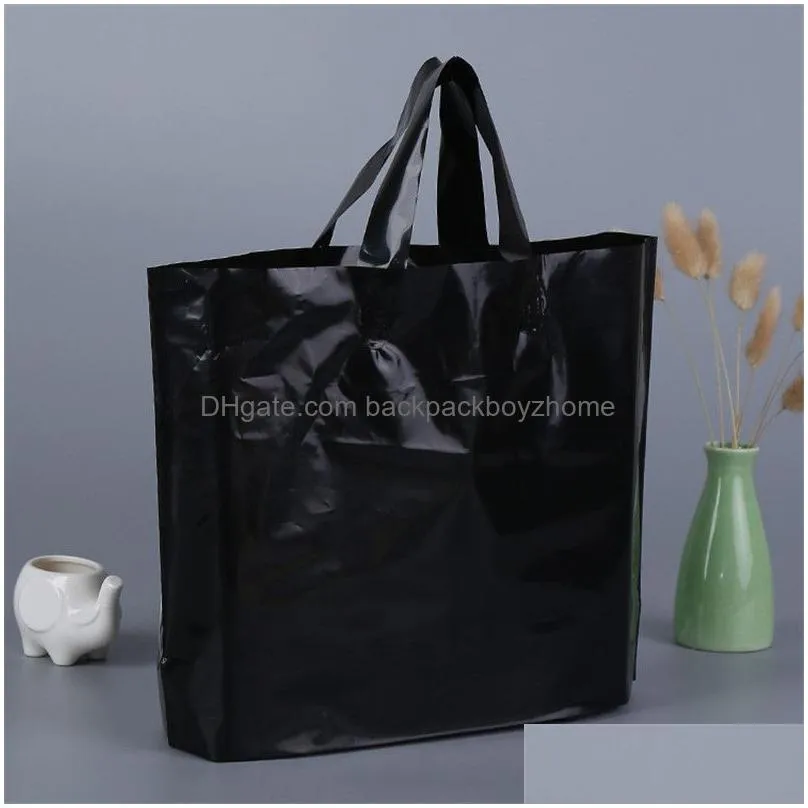 plastic shopping bags with handle solid color garment/clothing/gift packaging bag party supplies custom logo printed avaliable