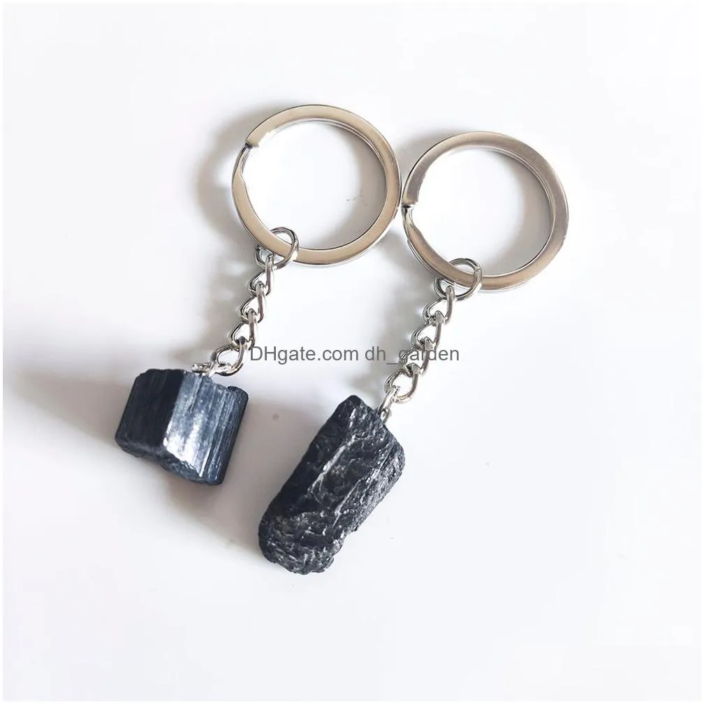 natural raw ore keychain gem quartz fluorite citrine amethyst irregular stone pendants charms keyring