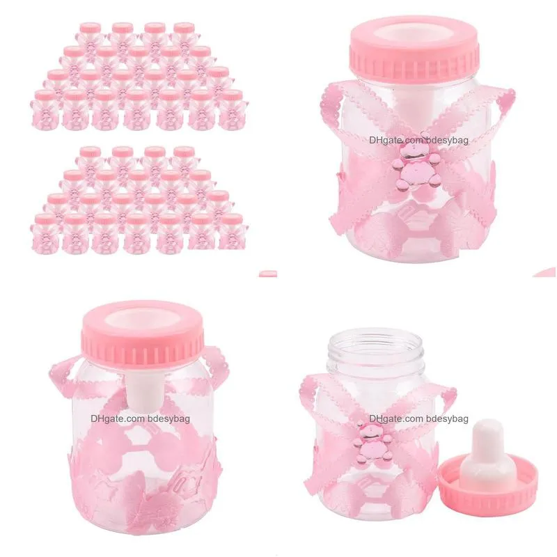 gift wrap x baby bottle mini 4x9cm rhinestone pink bear favor girl baptismgift