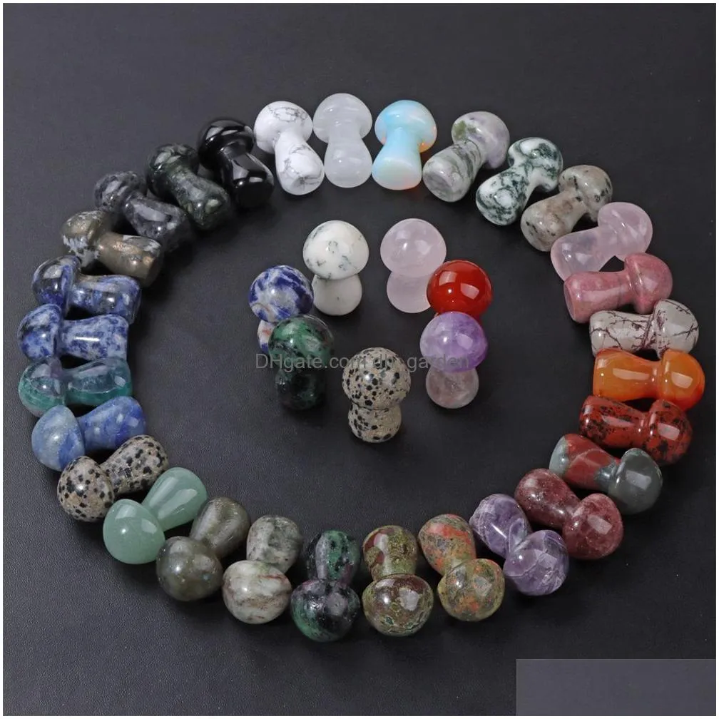 natural gems stone decoration ornaments mushroom shape statue healing jaspers stone crafts for home decor 20x35mm