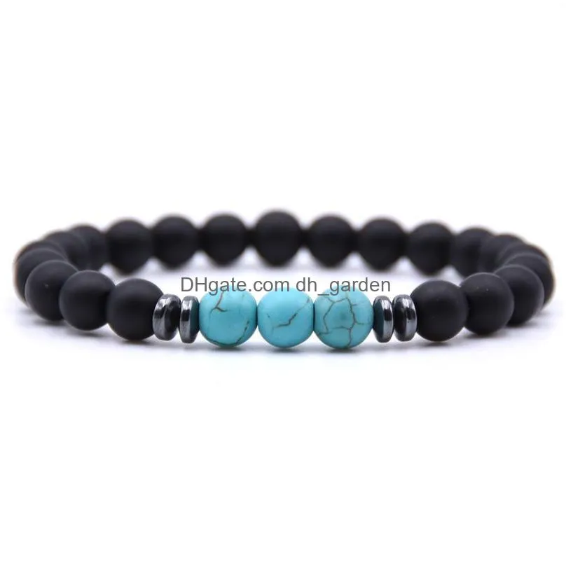 8mm matte black natural stone beads strand bracelet red blue green agates hematite gem bangle for women men buddha energy yoga jewelry