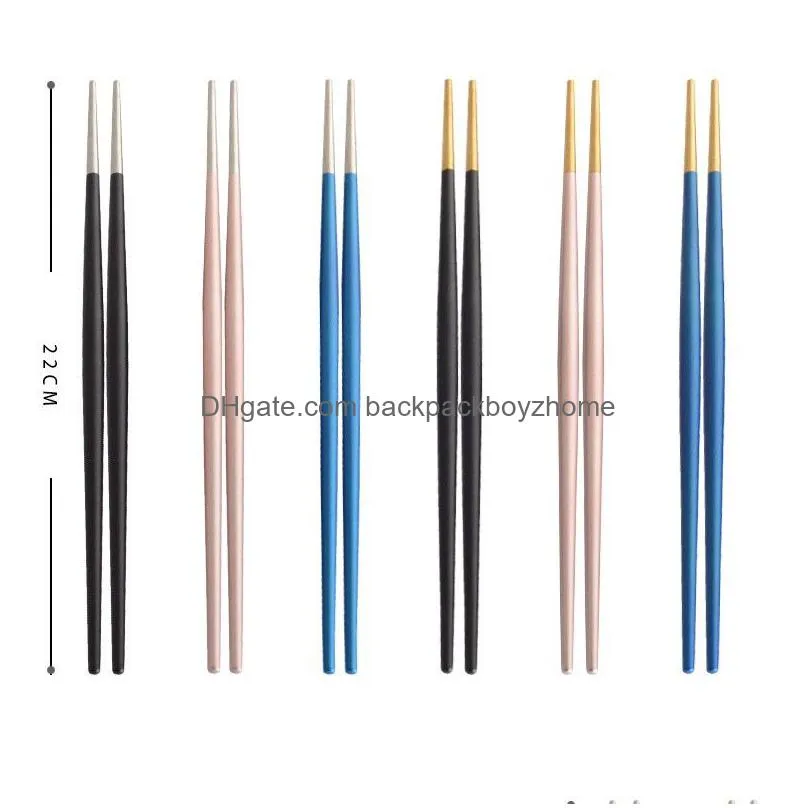 ins sushi chopsticks chic titanium stainless steel double tip chopsticks restaurant home hotel sushi noodles reusable chopsticks