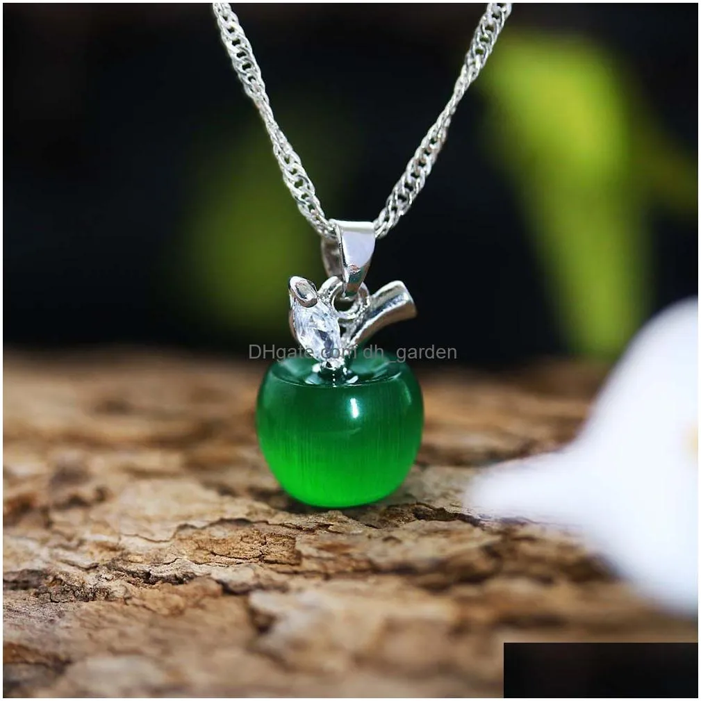 new cute white red  necklaces pendants for women girls crystal and opal pendant necklace fashion lovely clavicular chain jewelry