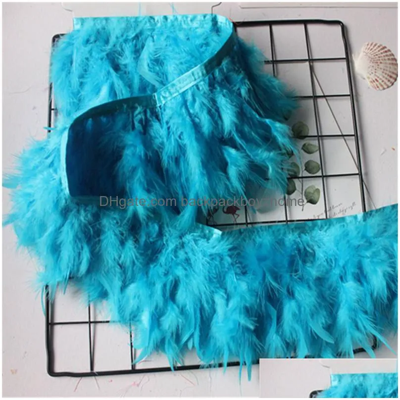 1 meter turkey feather lace decoration width1015cm soft fluffy dyed colorful turkey feather ribbon lace trim garment decoration