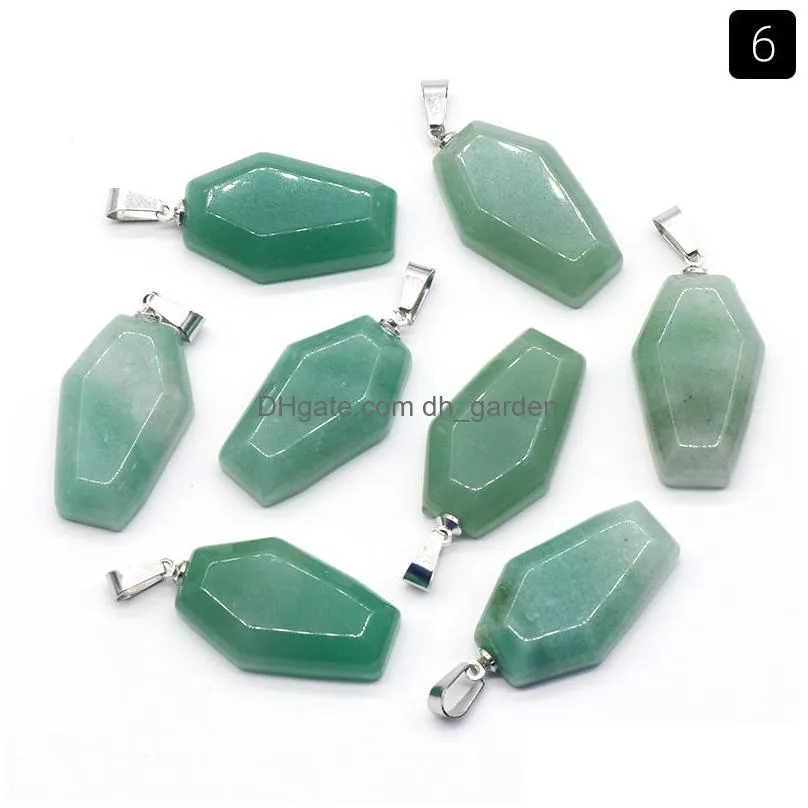 coffin shape fortune feng shui pendant reiki healing stone quartz agates healing crystal tiger eye charms jewelry making