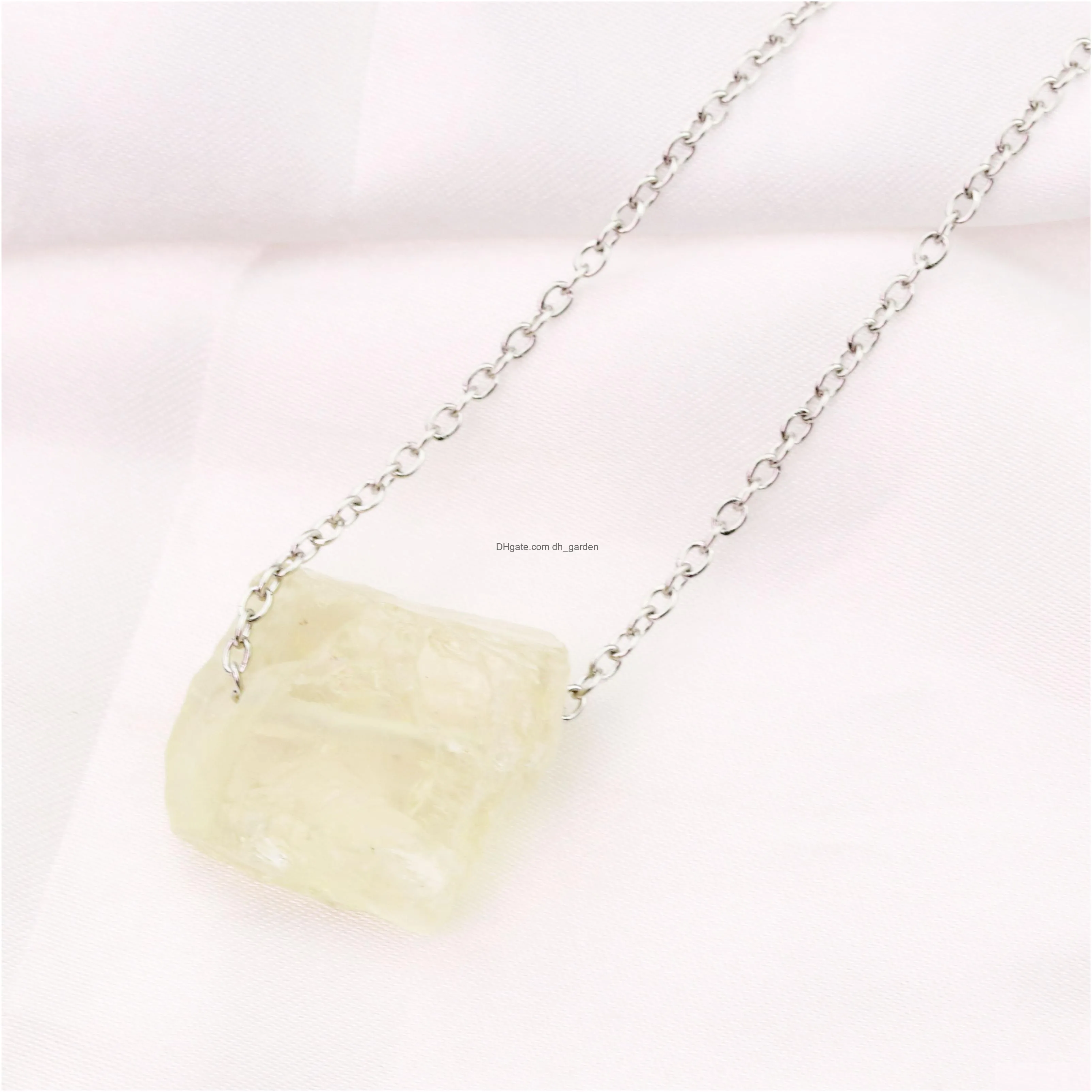 natural raw stone amethyst fluorite pendant irregular citrine pink crystal necklace for women jewelry