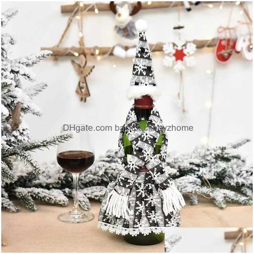 christmas champagne bottle cover apron set design festival christmas red wine bottle cover table wine bottle dress up props