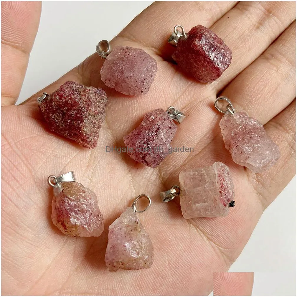 natural raw stone pendant rough mineral quartz crystal agate gems pendants fit diy necklace earrings accessori costume jewelry