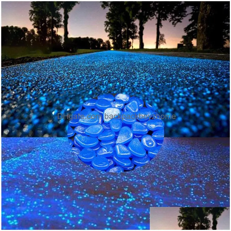 100pcs/lot luminous stones glow in dark decorative pebbles walkways lawn aquarium garden fluorescent bright decorative stones