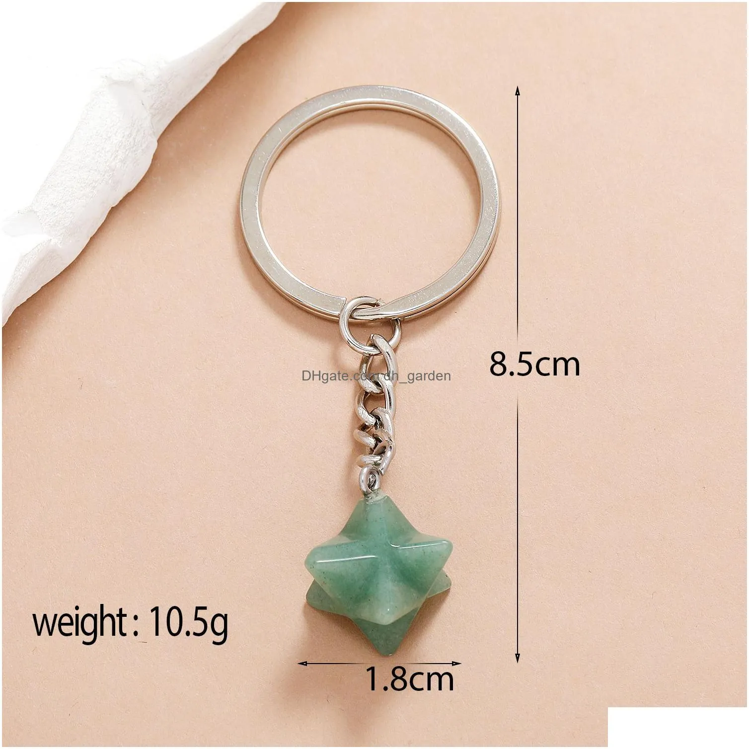 hexagram crystal opal natural stone key rings square gem charms keychains healing crystal keyrings for women men